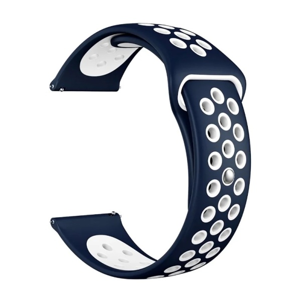 Ремешок спортивный для часов Lyambda Alioth 20мм, силикон, синий/белый